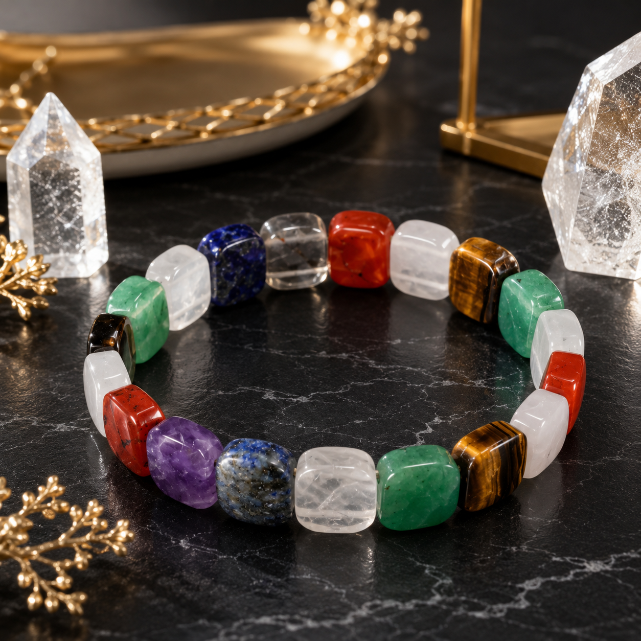7 Chakra Healing Crystal Bracelet | Natural Multi-Crystal Energy Bracelet | Balance, Protection & Positive Energy
