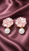Blush Bloom Pearl Earrings (Anti-Tarnish Floral Statement Earrings)