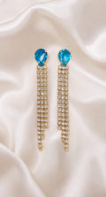 Ocean Sparkle Crystal Tassel Earrings (Anti-Tarnish Luxury Statement Earrings)
