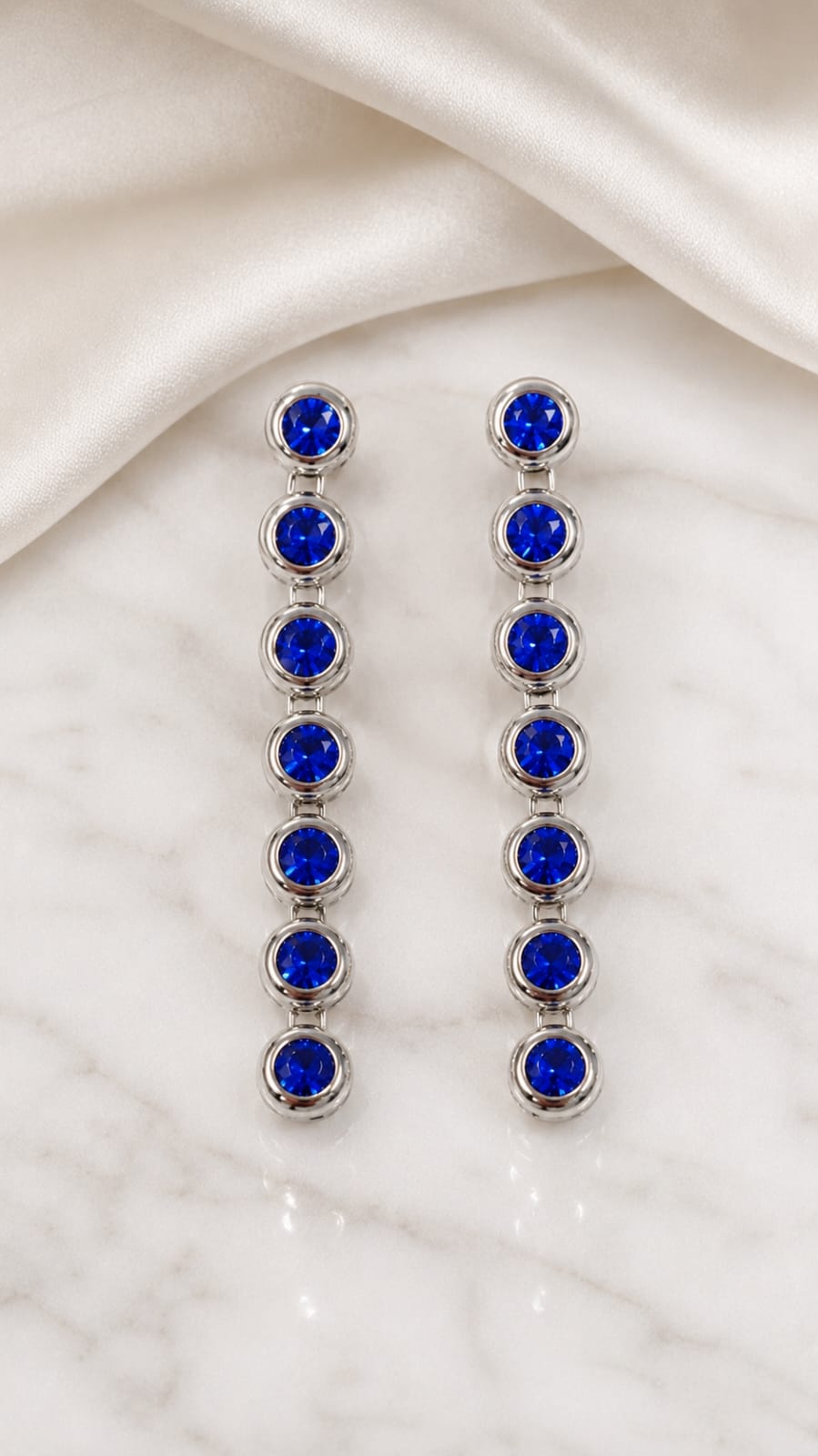 Sapphire Glow Crystal Drop Earrings (Anti-Tarnish Luxury Statement Earrings)