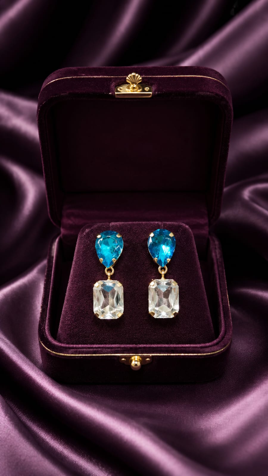 Azure Radiance Crystal Drop Earrings (Anti-Tarnish Luxury Statement Earrings)