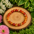 Red carnelian crystal bead bracelet, round polished stones