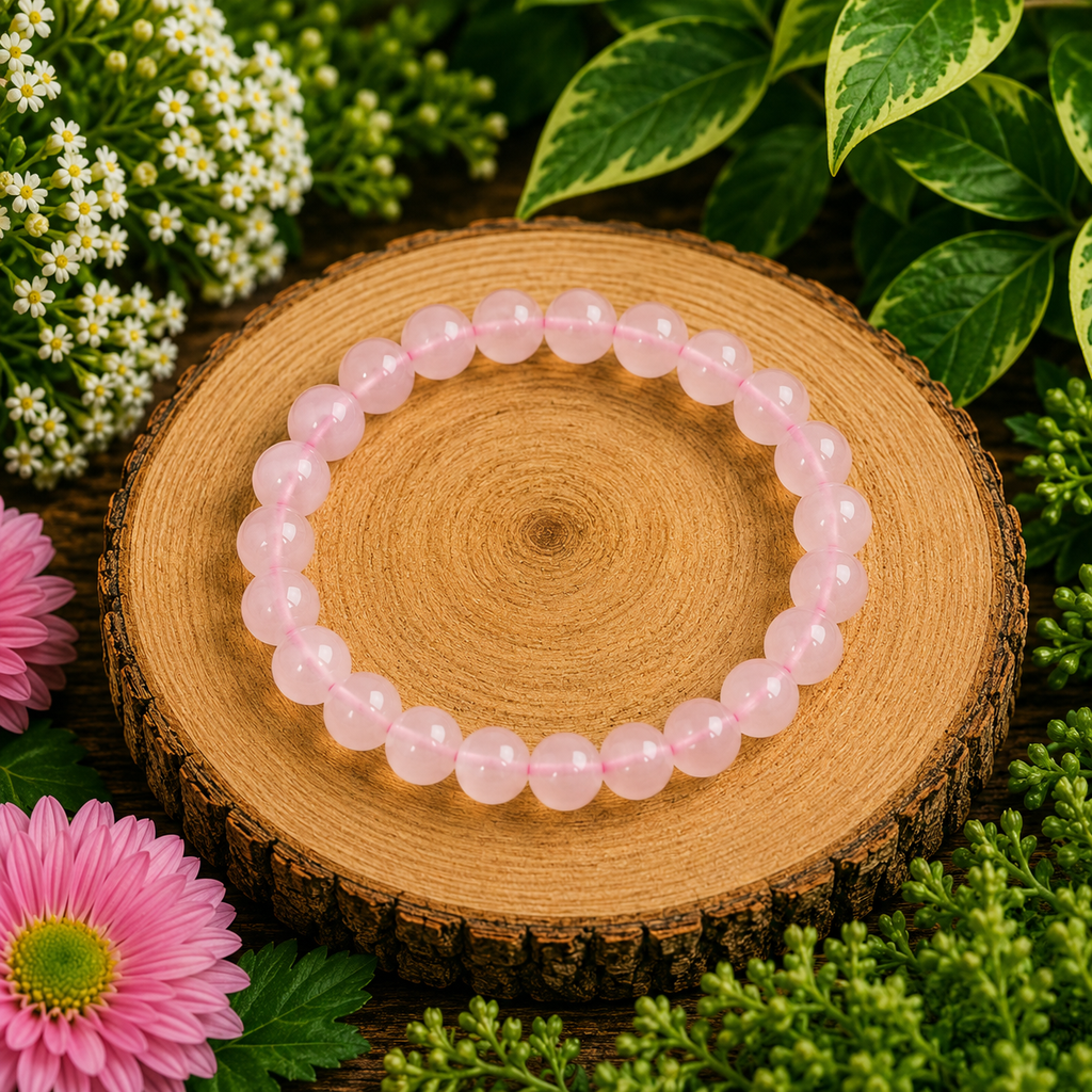 Rose Quartz Crystal Bracelet with Originality Certificate