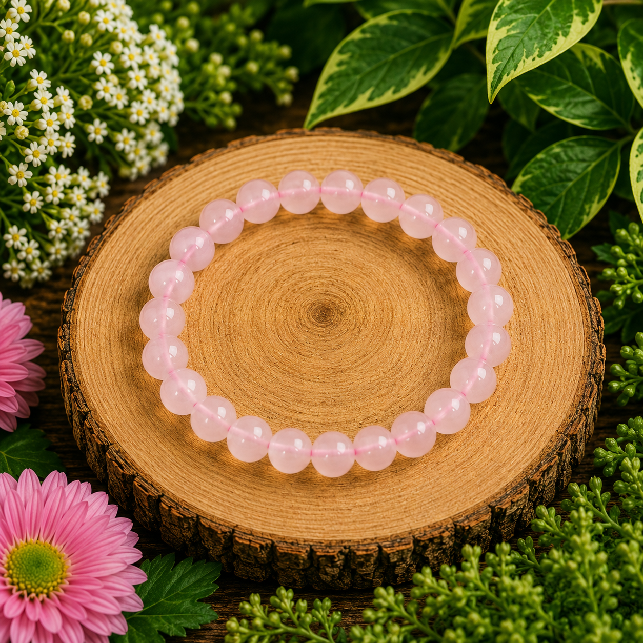 Rose Quartz Crystal Bracelet with Originality Certificate