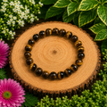 Tiger’s Eye bracelet with brown round beads and gold-brown chatoyance stripes