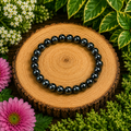 Black hematite crystal bracelet with round polished beads