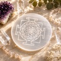 Selenite Charging Plate – Shri Yantra Engraved