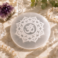 Selenite Charging Plate – Om Mandala Engraved