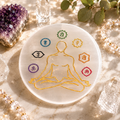 Selenite Charging Plate – Seven Chakra Meditation Design