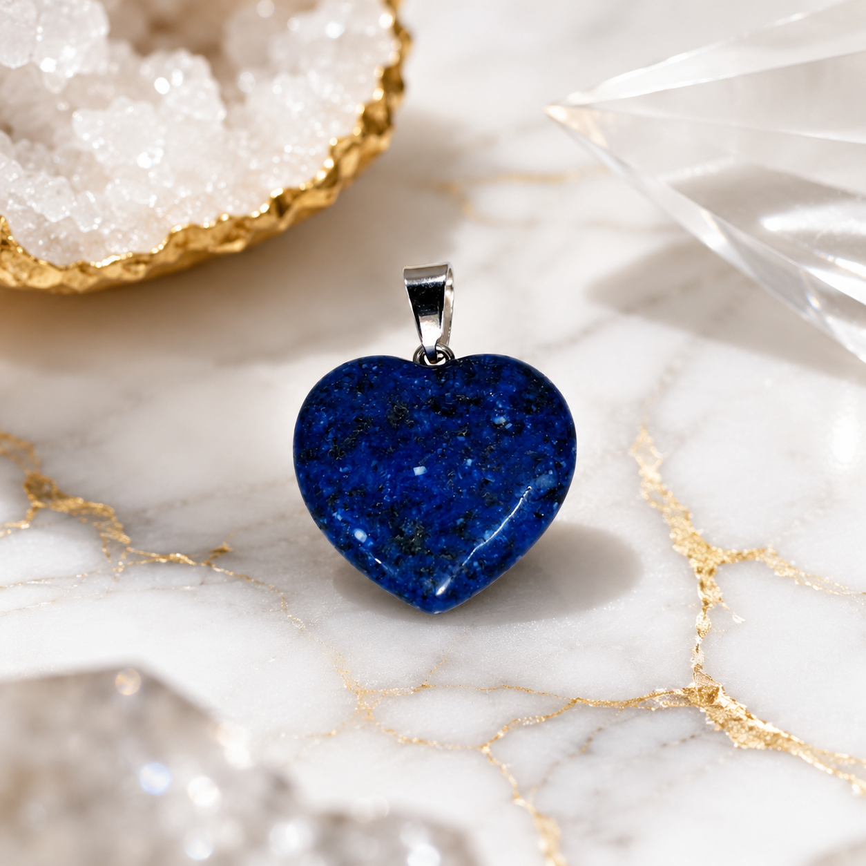 Lapis Lazuli Heart Crystal Pendant – Wisdom, Truth & Inner Power