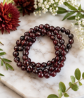 Garnet crystal bead bracelet, 8 mm, round dark red beads