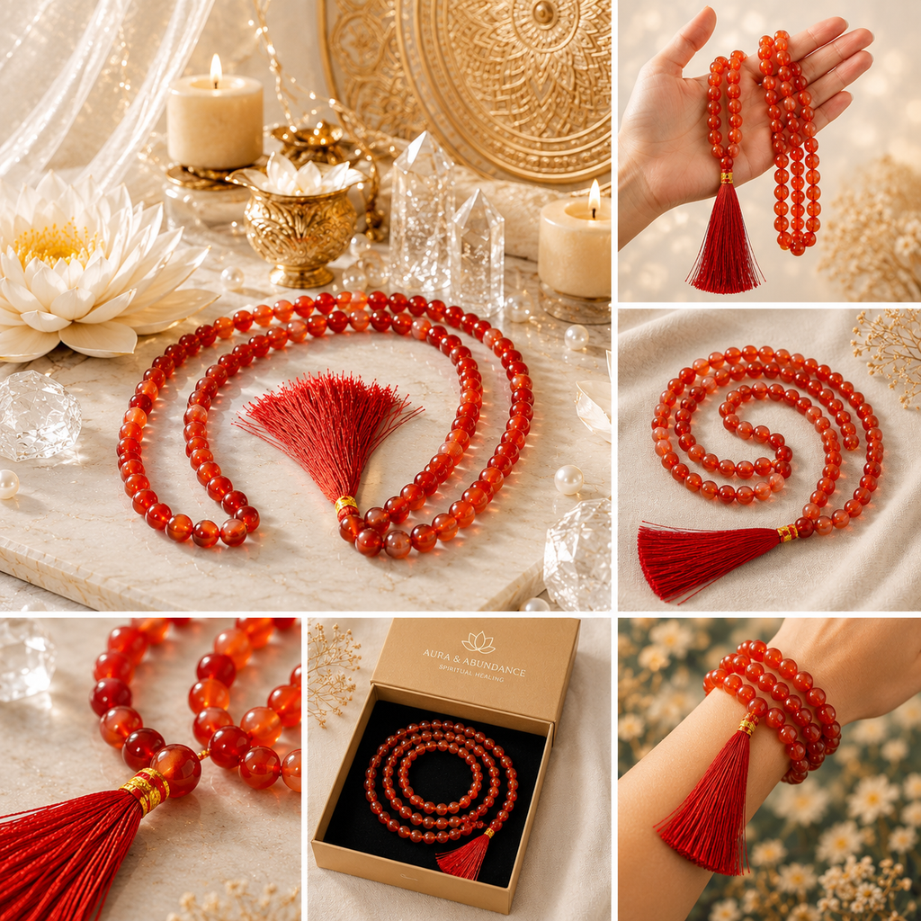 Carnelian Crystal Mala (Stone of Motivation & Vitality)