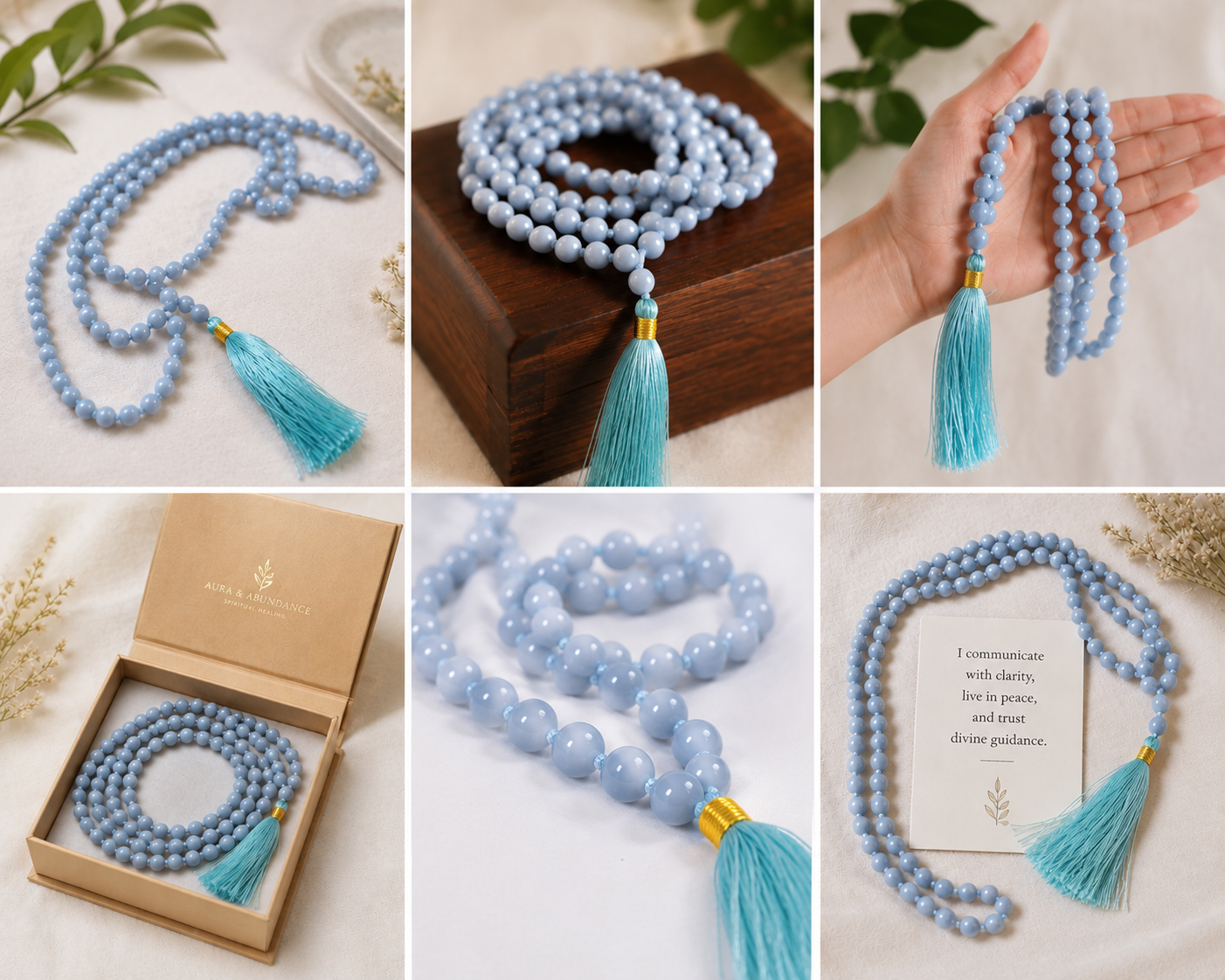 Angelite Crystal Mala (Blue Angelite Jap Mala)