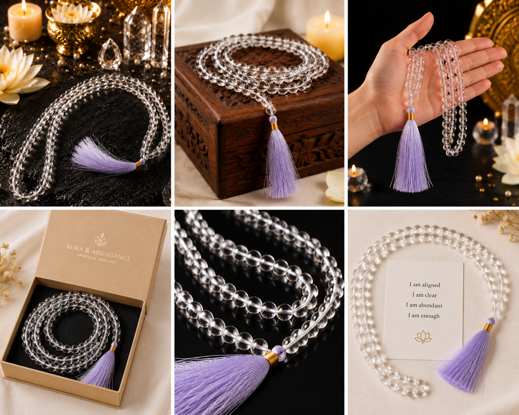 Clear Quartz Crystal Mala (Master Healer Mala)