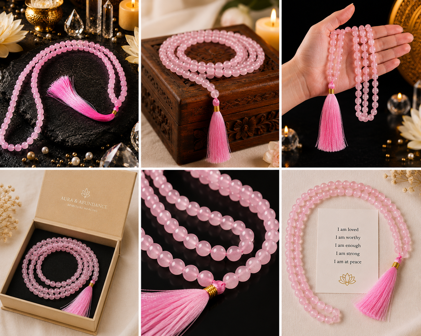 Rose Quartz Crystal Mala (Stone of Unconditional Love)