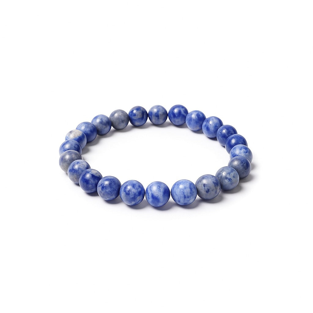 Lapis lazuli crystal bead bracelet with round blue stones
