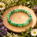 Green aventurine crystal bracelet with glossy round green beads