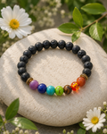 Seven Chakra Crystal Bracelet with Lava Beads with Originality Certificate